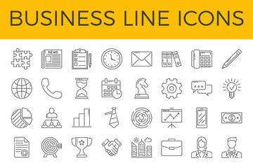 Business Related Line Icons Set. Isolated on White Background