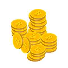 stack of bitcoins 3d isolated on white background