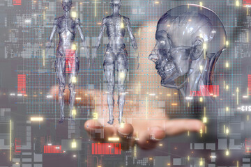 digital medical futuristic interface 3D rendering