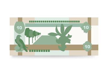 UAE Dirham Vector Illustration. United Arab Emirates money set bundle banknotes. Paper money 10 AED. Flat style. Isolated on white background. Simple minimal design.