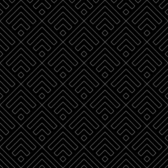 Seamless japanese mountains pattern. Repeated chevrons, diamonds, angle brackets background. Squama ornament. Scales image. Ancient window tracery motif. Digital paper for textile print. Vector art