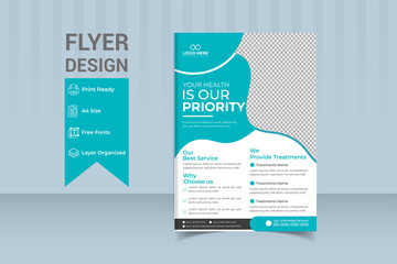 Corporate health care cover a4 template design flyer for printing and presentation design vector illustration template	
