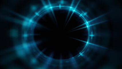 Bright abstract background with leaks. Blurred lighting tunnel. Magic portal. Vivid sphere lens
