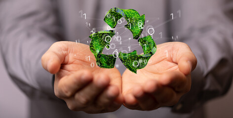 Fototapeta na wymiar green recycling symbol for clean energy