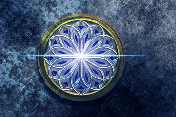 magic amulet or magical talisman with a star over old background like esoteric magic magical background 
