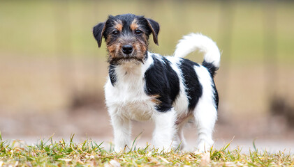 puppy for a walk in the park