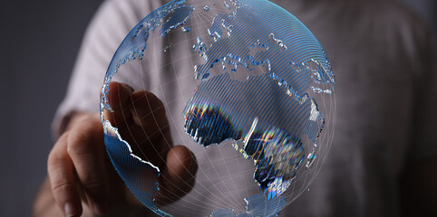 World map with satellite data connections. Connectivity across the world