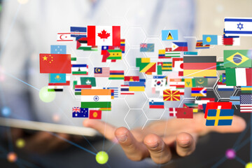 Global communication, international messaging and translation concept