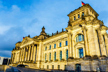Fototapeta na wymiar Exterior of the Reichstag building in Berlin, Germany, Europe
