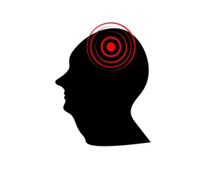 Headache, migraine icon. From blood pressure, stress, overexertion. Vector.