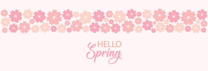 Fototapeta na wymiar Cute spring banner with sakura flowers. Lettering 