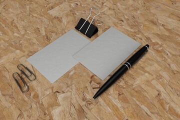 Clean minimal business card mockup on cork with business utensil