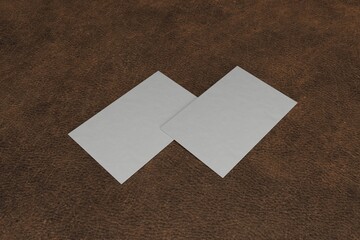 Clean minimal business card mockup on bown leather