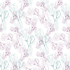 Seamless pattern with tulips. Spring theme.