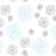 Seamless pattern with asters, isolated object