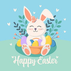 Happy Easter illustration. Good for poster, card, invitation, flyer, cover, banner, placard, brochure and other graphic design.