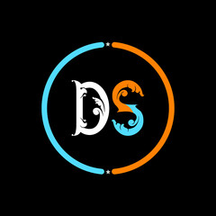Fototapeta premium Ds letter logo design. Ds icon design, black background.