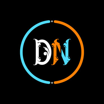 Dn  letter  logo design. Dn icon design, black background.