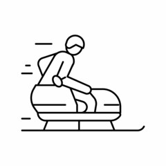 bobsled handicapped athlete line icon vector illustration