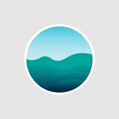 Water waves color icon. Sea, ocean flat vector illustration. Isolated graphic design for banner, background, poster, element logo, card, print, sticker, mobile, app, web, dev, ui, gui. Vector EPS 10 