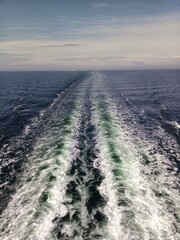  wake of a ferry boat at sea