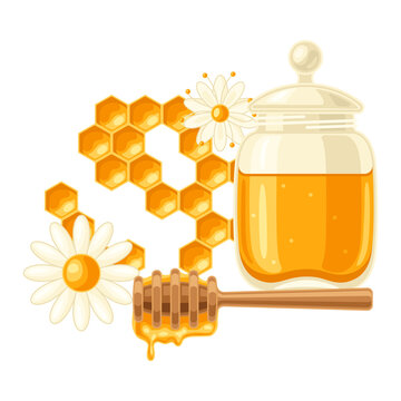 Illustration of honey. Image for food and agricultural industry.