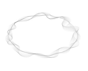 round frame with abstract vector gray waves lines on white background