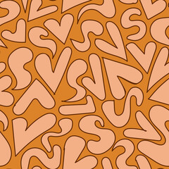 seamless abstract background in yellow-brown shades of flowing shapes reminiscent of v and s symbols for prints on fabrics, packaging and decoration and interiors