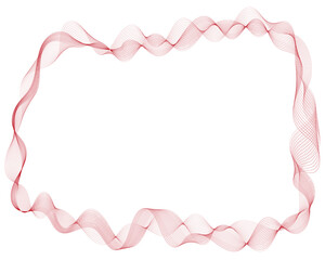 vector illustration of frame with abstract red colored waves lines on white background