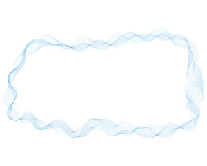 vector illustration of frame with abstract blue waves lines on white background