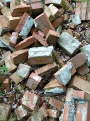 set of bricks from an old building on the ground