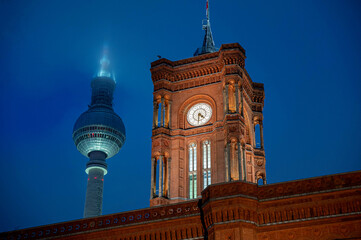 Townhall and television tower in Berlin