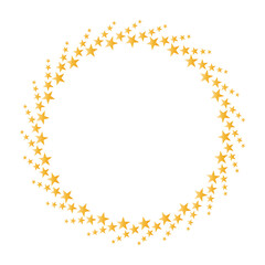 round vector frame - gold colored circle banner on white background	
