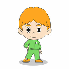 sport kids pose cartoon character illustration mascot design