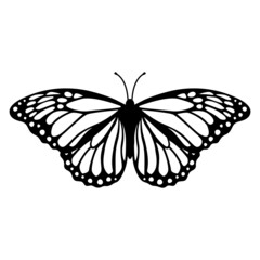 Monarch butterfly silhouette. Vector illustration isolated on white background