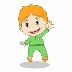 happy sport kids cartoon character illustration mascot design