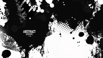 Black and white abstract grunge background with halftone style.	
