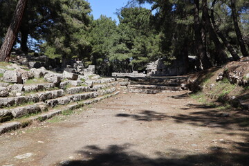 ruins of the main street of the ancient city Phaselis in Turkey
