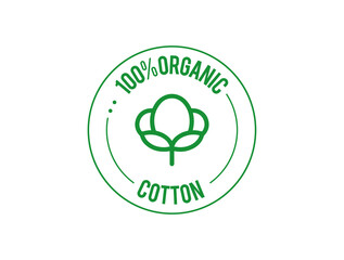 100% organic cotton icon vector illustration 