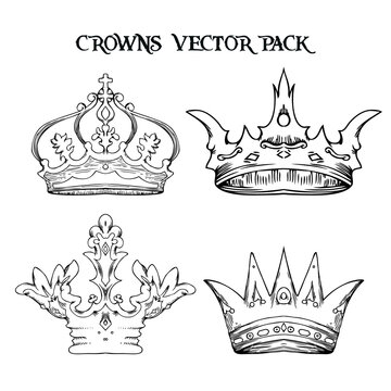 Huge collection of vector crowns for design, Vector Illustration