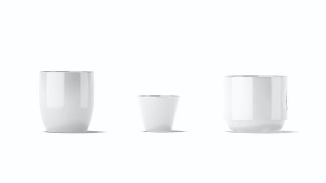 Blank white ceramic mug mock up set stand, looped rotation