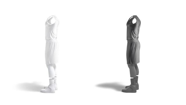 Blank black and white basketball uniform mockup, looped rotation