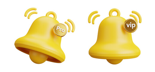 Notification Bell icon isolated on white background,with clipping path,3d rendering.