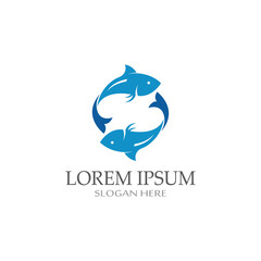Fish logo, fishinghook, fish oil and seafood restaurant icon. With vector icon concept design illustration template