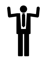 Silueta hombre de negocios manos arriba