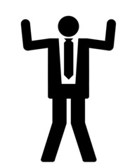 Silueta hombre de negocios manos arriba