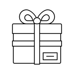 gift box with ribbon bow line icon vector illustration - obrazy, fototapety, plakaty
