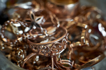 gold rings close-up macro photo