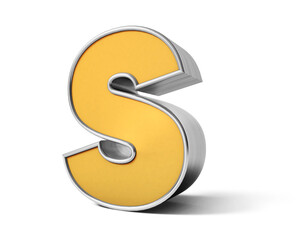 S 3d golden alphabet. 3D render of Gold font isolated on white background. 3D rendering. 3D illustration. A to Z Text
