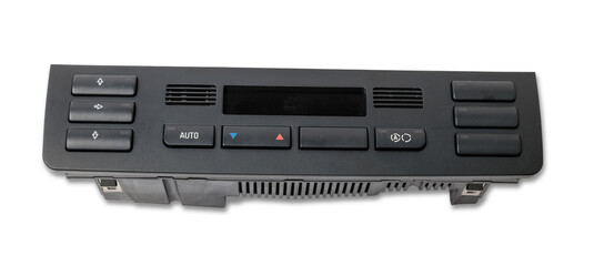 Close-up of climate control panel, Setting up and refueling the air conditioner in the workshop.